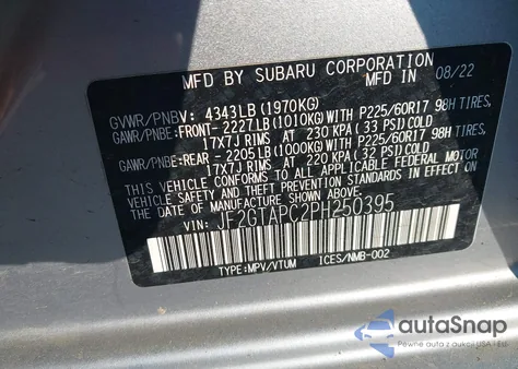 2023 Subaru Crosstrek Premium из США, поврежденный, VIN JF2GTAPC2PH250395